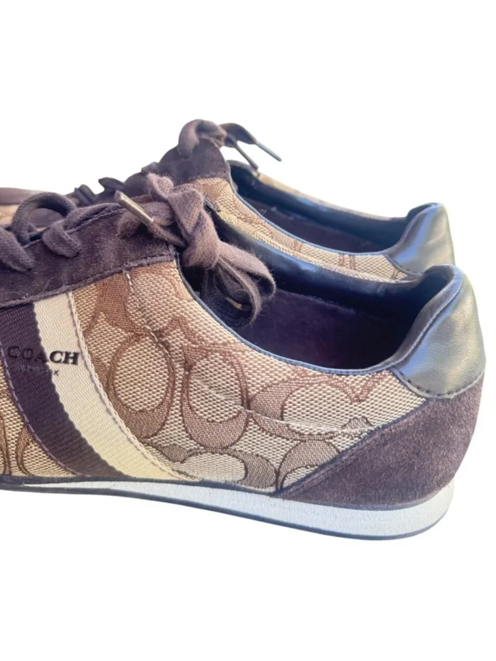 Coach Kelson Womens 8 B Brown Signature Canvas Casual Sneakers Shoes Lace Up